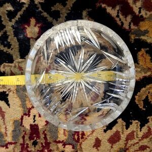 Bohemian Hand Cut Lead Crystal Bowl Deep Buzzsaw cut Strawberry Diamond Etched